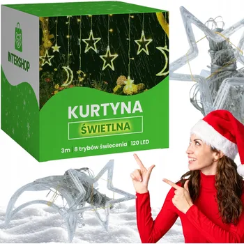 Vánoční dekorace SVĚTELNÝ ZÁVĚS Vánoční Girlanda Hvězdičky Vánoční Osvětlení Na Stromeček na Okno 3m