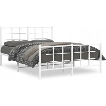 Postel Kovový rám postele s čelem a nožní deskou, bílý, 140x200 cm Lumarko!