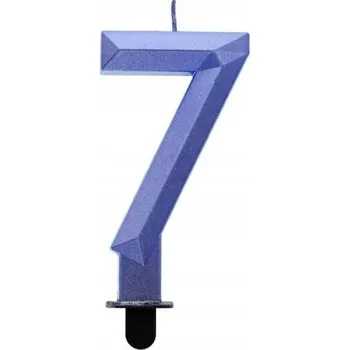 Svíčka Svíčka Číslice 7 Tmavě Modrá Diamant Narozeniny