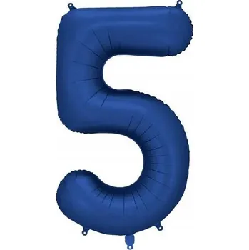 Balónek Fóliový balónek ČÍSLICE 5 TMAVĚ MODRÁ VELKÁ 86 cm SATÉNOVÝ MAT