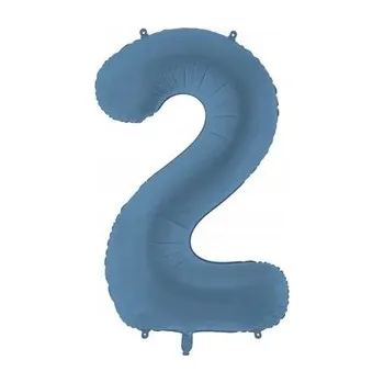 Balónek Fóliový balónek "Číslice 2", tmavě modrý matný, PartyDeco, 34", DGT
