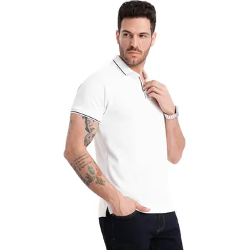 Pánské tričko Pánské tričko s krátkým rukávem s V-výstřihem OMBRE-T-shirt OM-POSS-0110 V-1 white Bílá M