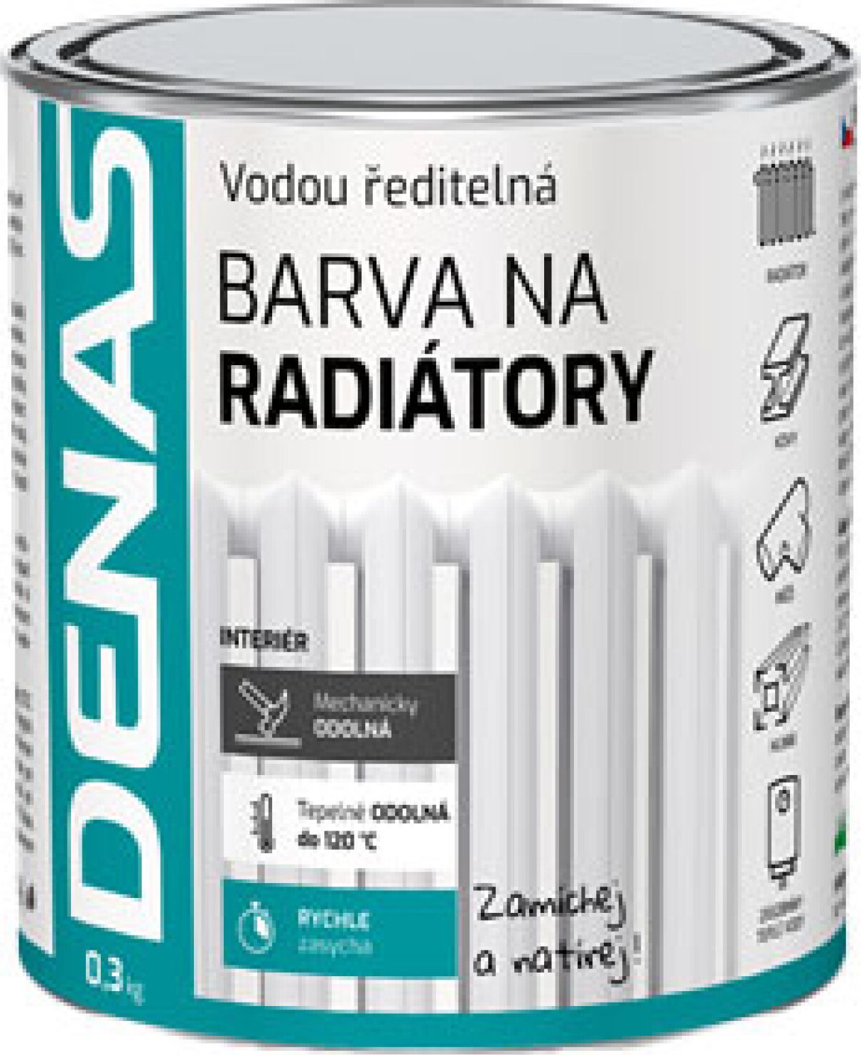 DENAS BARVA NA RADIÁTORY rychleschnoucí, 0100 bílá, 300 g