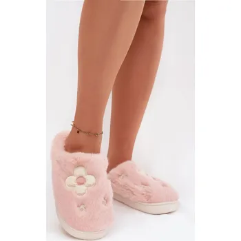 Dámská obuv Boto Kožešinové pantofle s květinami Selinne Barva: Růžová, Velikost: 36/37
