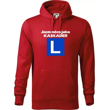 Pánská mikina Autoškola něco jako kaskadér - Mikina pánská Cape s kapucí - M ( Červená )