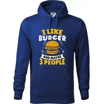 Pánská mikina I like burger and maybe 3 people - Mikina pánská Cape s kapucí - 5XL ( Královská modrá )
