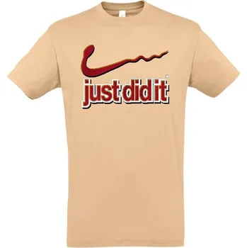 Pánské tričko panske-levne-bavlnene-tricko-digi-potisk-just-did-it Barva: Sand - písková, velikost: XXL