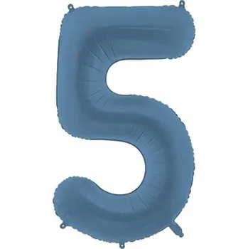 Fóliový balónek "Číslice 5", tmavě modrý matný, PartyDeco, 34", DGT