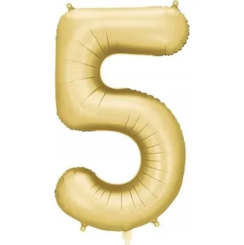 Balónek Fóliový balónek ČÍSLICE 5 Saténová Zlatá Velký 86 cm Narozeniny