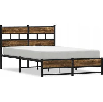 Postel Kovový rám postele, bez matrace, kouřový dub, 120x190 cm