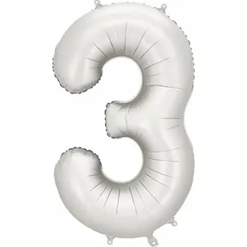 Balónek Fóliový balónek číslice 3 saténový stříbrný 86 cm