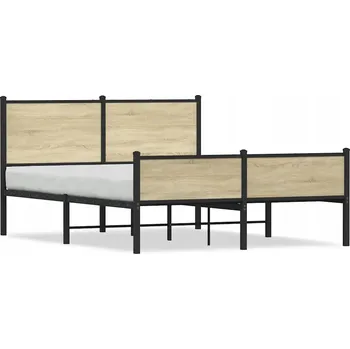 Postel Manželská postel kovová VidaXL 150x200 dub sonoma