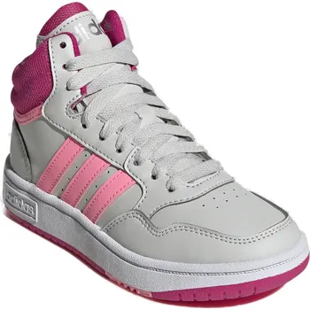 Dětská móda Dívčí rekreační obuv ADIDAS-Hoops 3.0 Mid K grey one/beam pink/team real magenta Šedá 35,5
