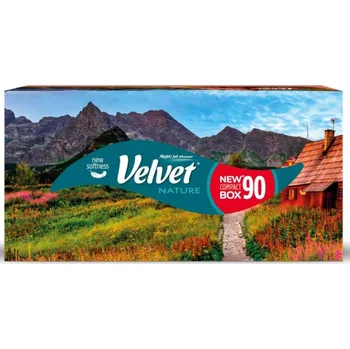 Papírový kapesník Velvet Nature 3vrstvé papírové kapesníky, box 90 ks