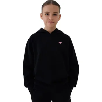 Pánská mikina Dívčí mikina s kapucí 4F JUNIOR-SWEATSHIRT F1478-20S-DEEP BLACK Černá 164