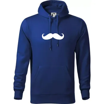 Pánská mikina Mustache - knírek - Mikina pánská Cape s kapucí - 4XL ( Královská modrá )