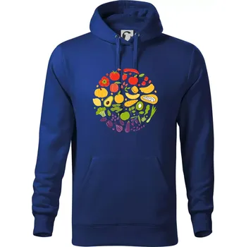 Pánská mikina Zelenina v kruhu - Mikina pánská Cape s kapucí - 5XL ( Královská modrá )