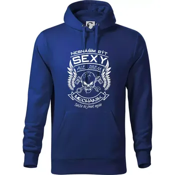 Pánská mikina Nesnáším být sexy - mechanik - Mikina pánská Cape s kapucí - M ( Královská modrá )
