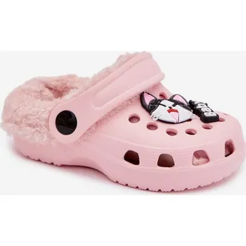 Dívčí baleríny Boto Pěnové dětské pantofle s vyhřívaným kožíškem s přezkami Krémové Cerelle Barva: Růžová, Velikost: 25