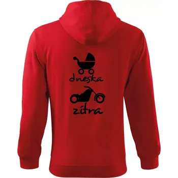 Pánská mikina Dnes zítra Harley - Mikina s kapucí na zip trendy zipper - M ( Červená )