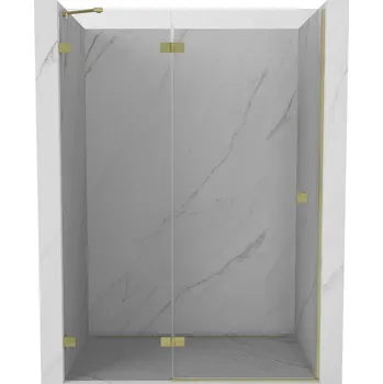 Mexen, Mexen Lunar levé otočné sprchové dveře 135 cm, transparentní, broušené zlato - 834-135-000-55-00-L