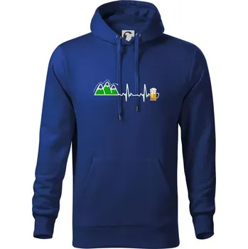 Pánská mikina EKG z hor na pivo - Mikina pánská Cape s kapucí - 4XL ( Královská modrá )