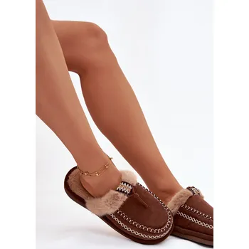 Dámské pantofle Boto Dámské pantofle s kožešinou a výšivkou Perivelle Barva: Béžová, Velikost: 40