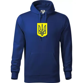Pánská mikina Ukrajina znak žlutý - Mikina pánská Cape s kapucí - 5XL ( Královská modrá )