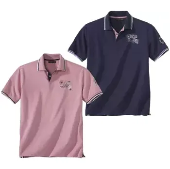 Atlas For Men Sada 2 polo triček Summer Island , Růžová, Velikost L H7157