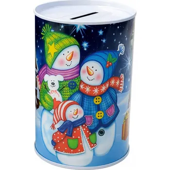 Obraz Kovová pokladnička, kasička na peníze, jako dárek, Sněhuláci