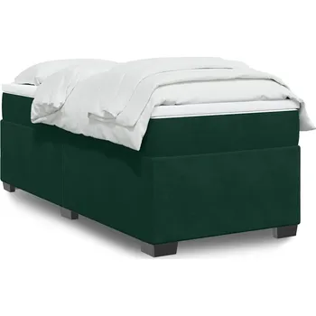 Postel vidaXL Box spring postel s matrací 90x200 cm samet [3285259] Barva: Tmavě zelená