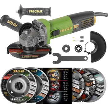Vrtačka Procraft PW1050 SET - úhlová bruska (s 3x diamantové kotouče DS3.125 + 2x hrncové kotouče)