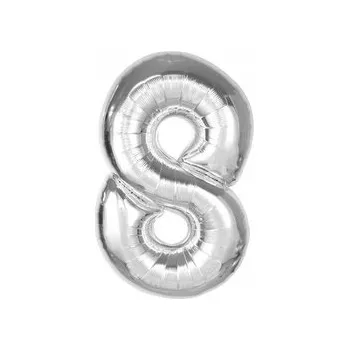 Balónek Fóliový balónek Smart, číslice 8, stříbrný, 92 cm