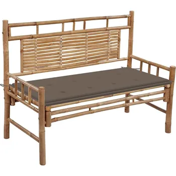 Zahradní lavice vidaXL Zahradní lavice s poduškou 120 cm bambus [3063884] Barva: taupe