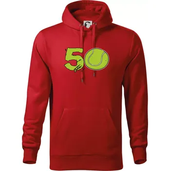 Pánská mikina Tenis kulaté narozeniny 50 - Mikina pánská Cape s kapucí - 5XL ( Červená )