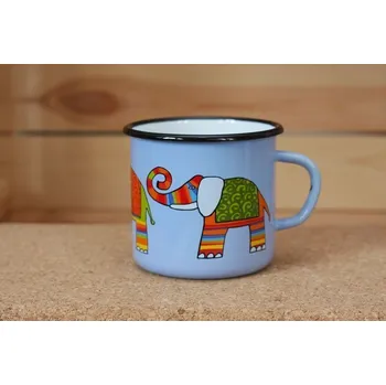 Smaltovaný hrnek 8cm - světle modrá - slon