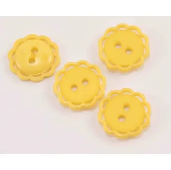 Knoflík Dírkový knoflík - květinka s ozdobným okrajem - tmavě žlutá - průměr 1,53 cm