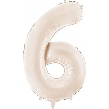 Balónek Fóliový balónek světle béžový ČÍSLICE 6, 86 cm, dekorace, ozdoba, narozeniny, béžový