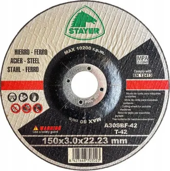 Řezný kotouč STAYER Řezný kotouč na kov STANDARD T42, Ø 150 x 3 x 22,23 mm, STAYER