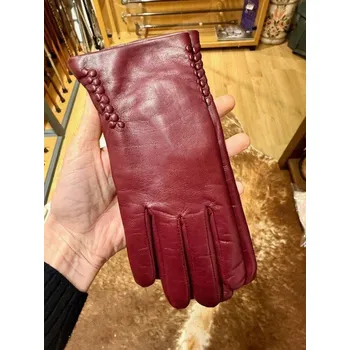 Rukavice Klasické kožené rukavice pro dámy s řasením na bocích - 7,5/XXS FIALOVÉ