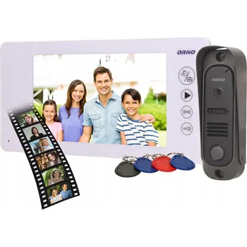 VIDEOVRÁTNÍK DOMÁCÍ TELEFON 7" ČTEČKA RFID KLÍČENEK BRANKA + VRATA + PAMĚŤ ORNO