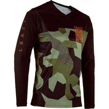 cyklistický dres LEATT CYKLISTICKÝ DRES MTB GRAVITY 3.0 JERSEY CAMO ZELENÁ/ČERNÁ S
