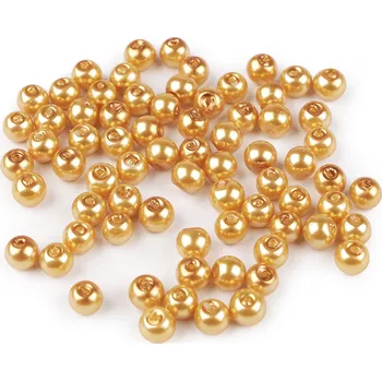 Dětské navlékací korálky Skleněné voskové perly Ø6 mm, velké, 74B zlatá světlá