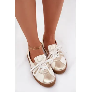 Dámské polobotky Kožené dámské polobotky typu barefoot Zazoo N1341 bílo Barva: Zlatá, Velikost: 41