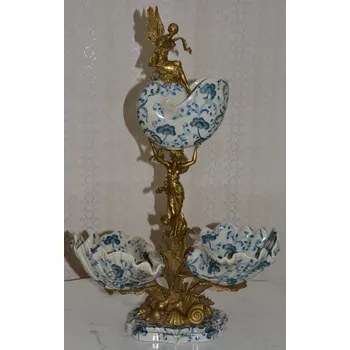 Zámecký figurální etažér - UNIKÁT - porcelán+bronz