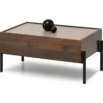 Konferenční stolek Konferenční stolek Mebel-Partner obdélníkový 85 x 50 x 40 cm černý, béžové odstíny, ořech