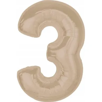 Balónek Fóliový balónek číslice 3 LATTE béžový NUDE číslice dekorace narozeniny 92 cm HELIUM