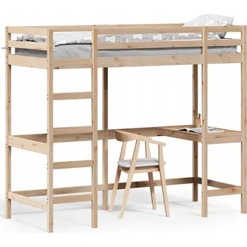 Dětská postel vidaXL Patrová postel se stolem voskově 80x200 cm masiv borovice [842857] Barva: Přírodní