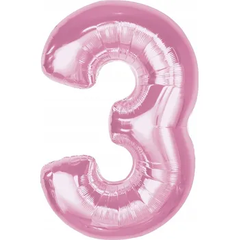 Fóliový balónek Smart, číslice 3, růžový, 92 cm