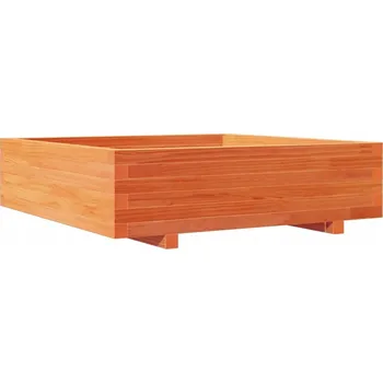 Květináč VidaXL Zahradní květináč, voskovaná hnědá, 90x90x26,5 cm, borovicové dřevo